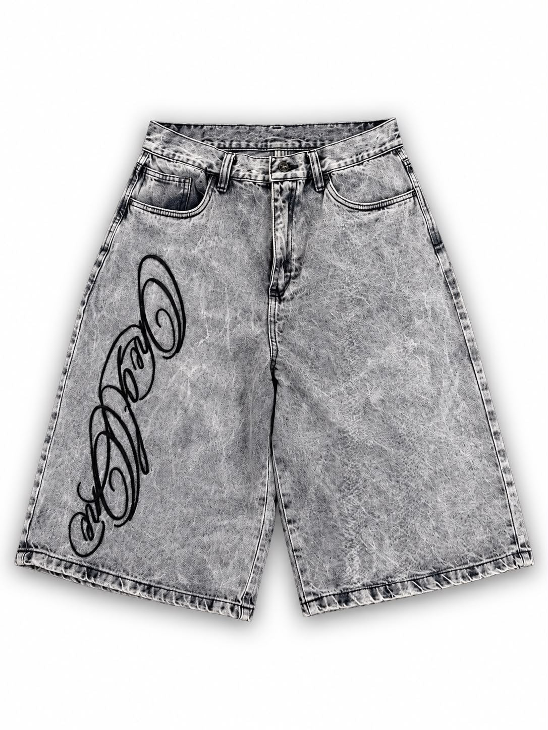 SHORT GRIS BORDADO